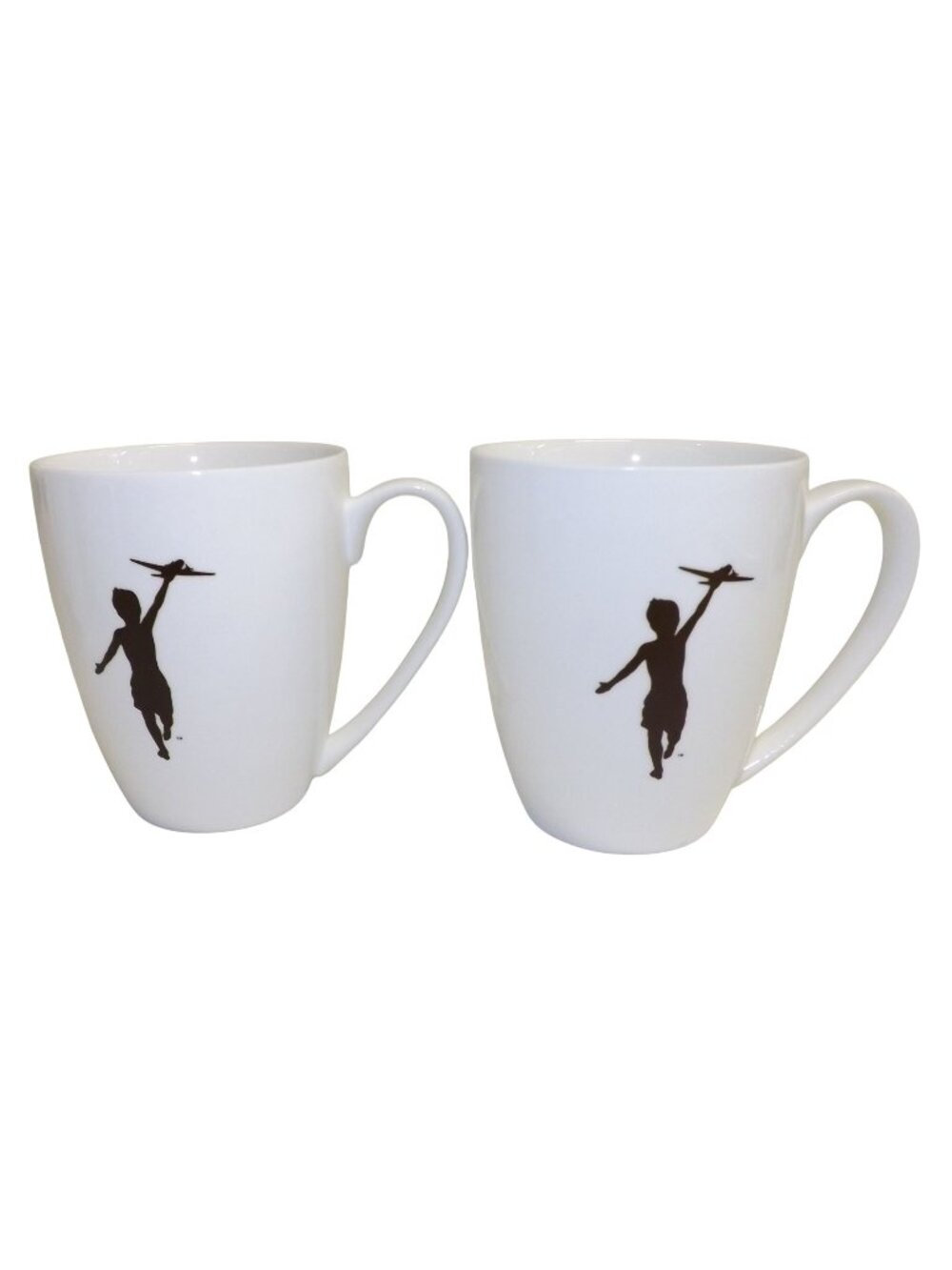 Storyville Coffee Company Flyboy Vtg Ceramic Mug Set Child & Airplane Silhouette